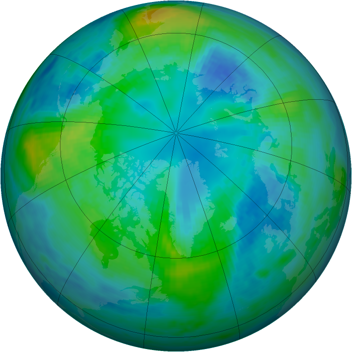 Arctic ozone map for 19 October 1985